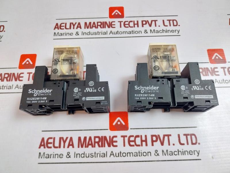 Schneider Electric Rxm4ab1p7 Miniature Plug-in Relay On Rxze2m114m Socket