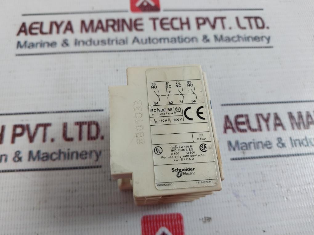 Lot of 2X Schneider Electric LADN31 Auxiliary Contact Block 690V 10A