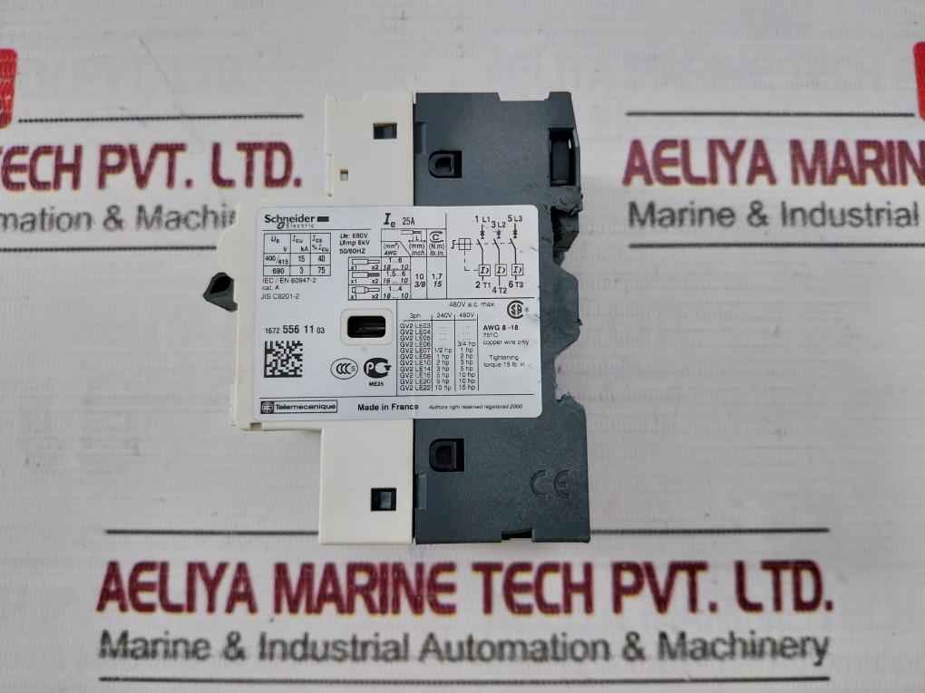 Schneider Electric/Telemecanique Gv2-le22 Motor Circuit Breaker 690V 25A 50/60Hz