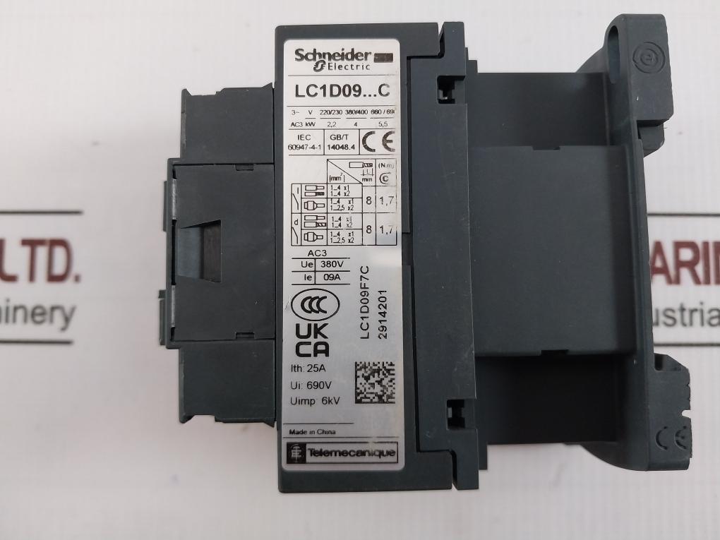 Schneider Electric/Telemecanique Lc1D09F7C Contactor 110V 9A Ac3 50/60Hz