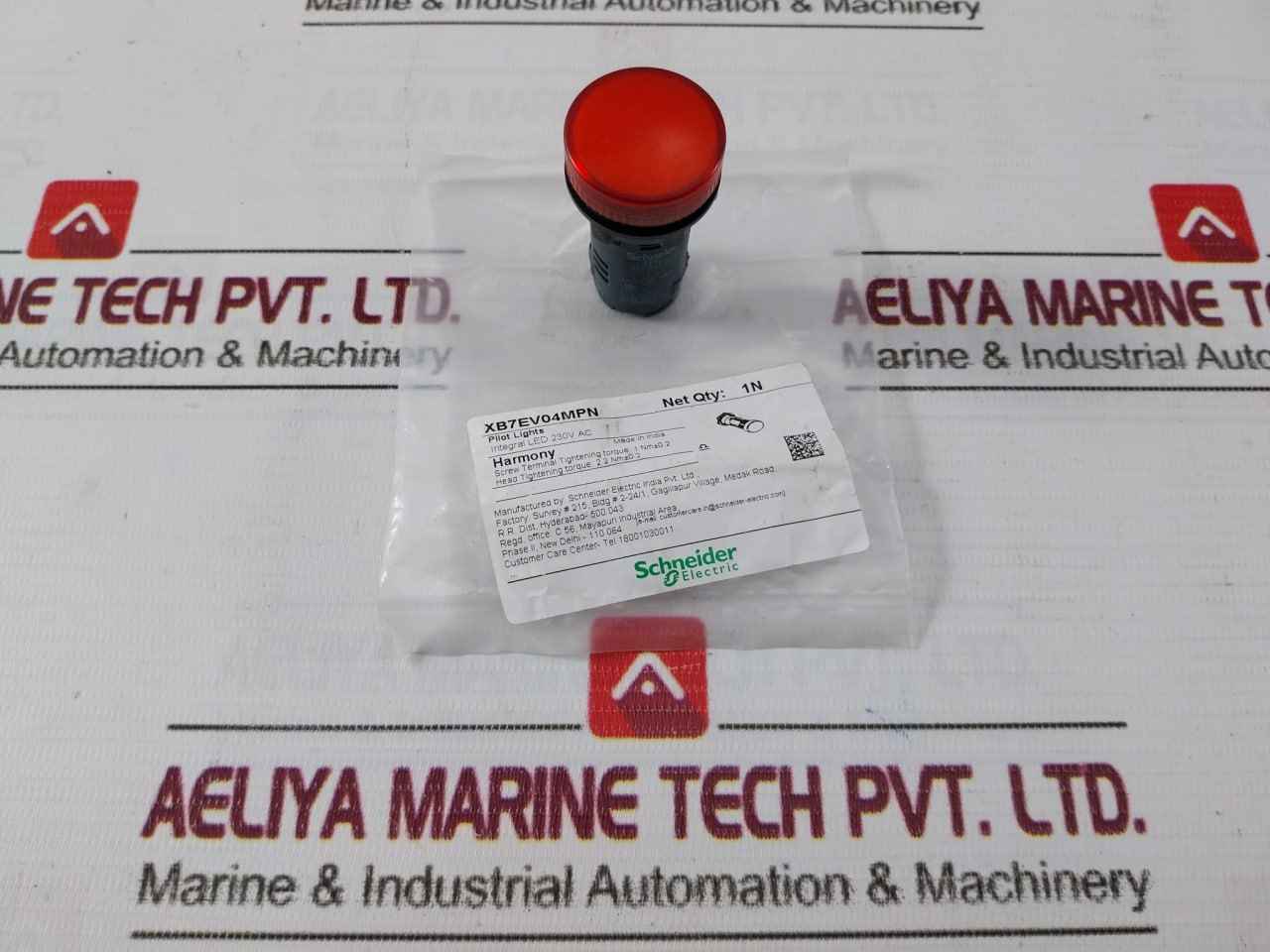 Schneider Electric/Telemecanique Xb7Ev04Mpn Monolithic Red Pilot Light 230V Ac