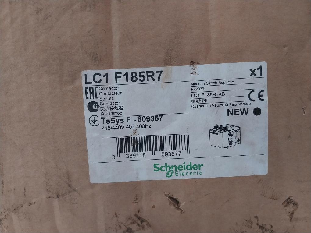 Schneider Electric Tesys Lc1F185/Lx9Fg415 3 Pole Contactor With Coil 275A 1000V~