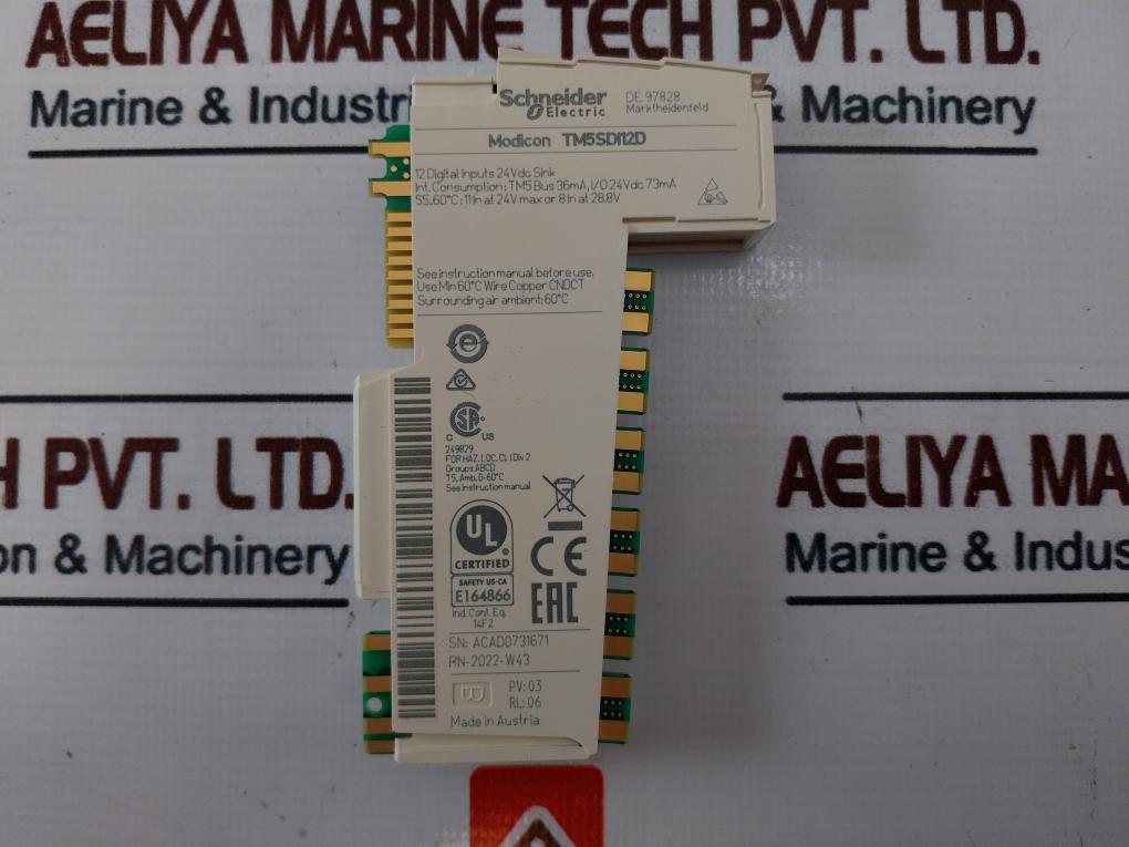 Schneider Electric Tm5Sdi12D Discrete Input Module 12 Di 24Vdc Sink 1 Wire