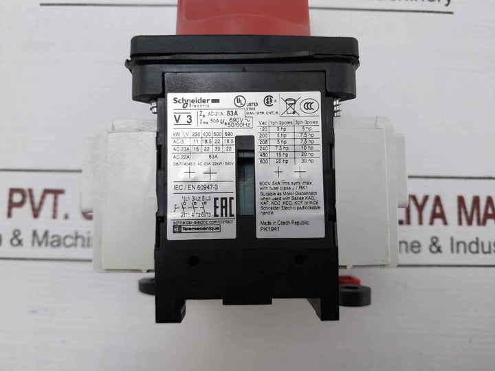 Schneider Electric V3 Emergency Stop Switch Disconnector 50/60Hz 63A 22Kw/690V