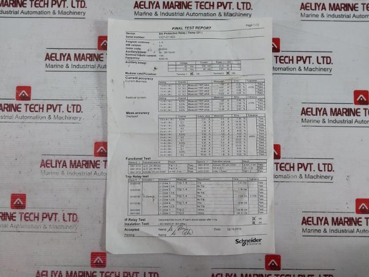Schneider Electric Vamp 221 Relay With Arc Protection 50/60Hz 20W V221-11419