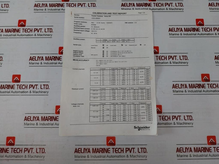 Schneider Electric Vamp 255 Feeder & Motor Manager 100/110v 50/60hz V255-058298