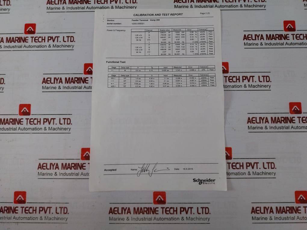 Schneider Electric Vamp 255 Feeder Motor Manager 100/110v 50/60hz V255-058298