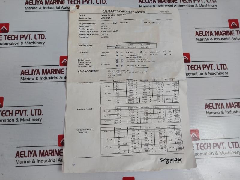 Schneider Electric Vamp 255 Feeder Terminal 40-265Vac/Dc V255-072179