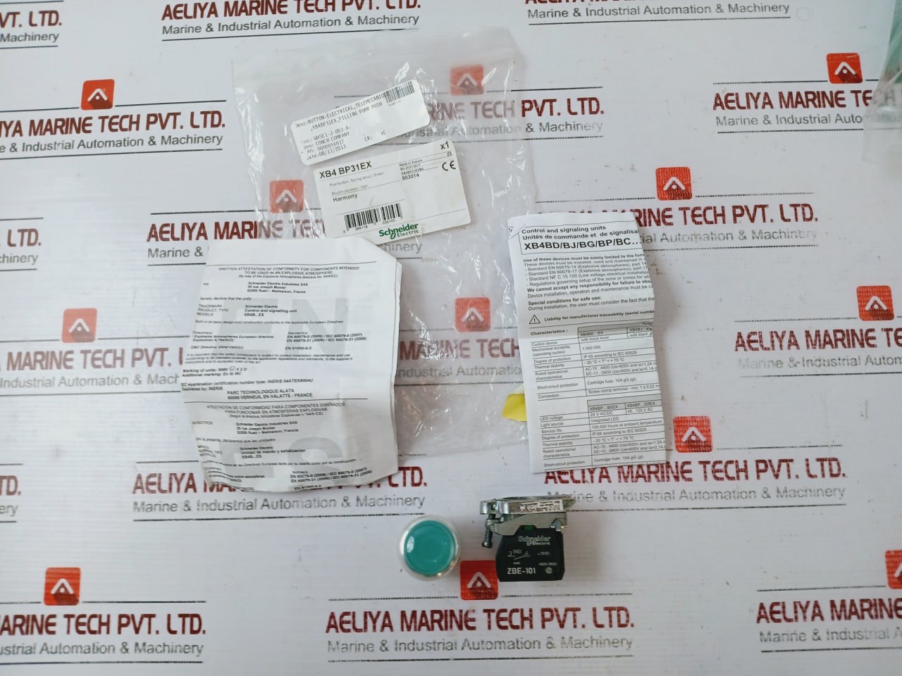 Schneider Electric Xb4 Bp31ex Green Pushbutton Spring Return Ip65