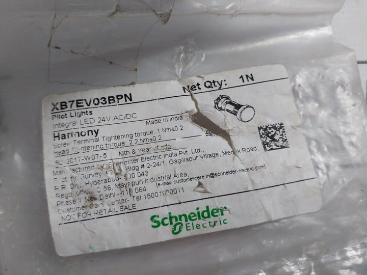 Lot of 10X SCHNEIDER ELECTRIC XB7EV03BPN Monolithic Pilot Light 24V AC/DC
