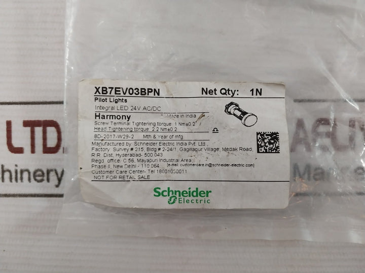Lot of 2X Schneider Electric XB7EV03BPN Monolithic Pilot Light 24VAC/DC 8D17075