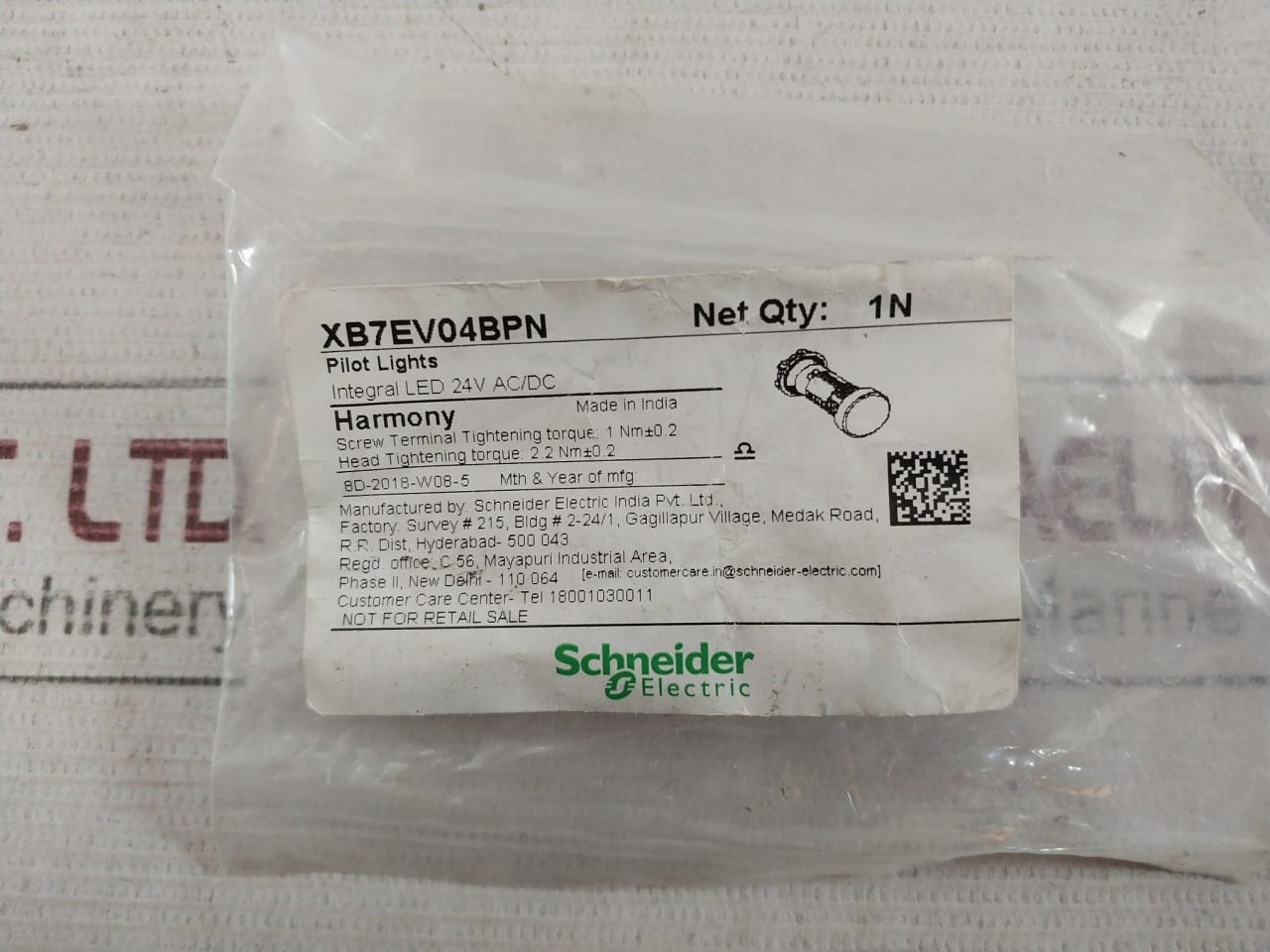 Schneider Electric Xb7Ev04Bpn Monolithic Pilot Light 24V 4Bpn, Xb7-ev0.Bpn