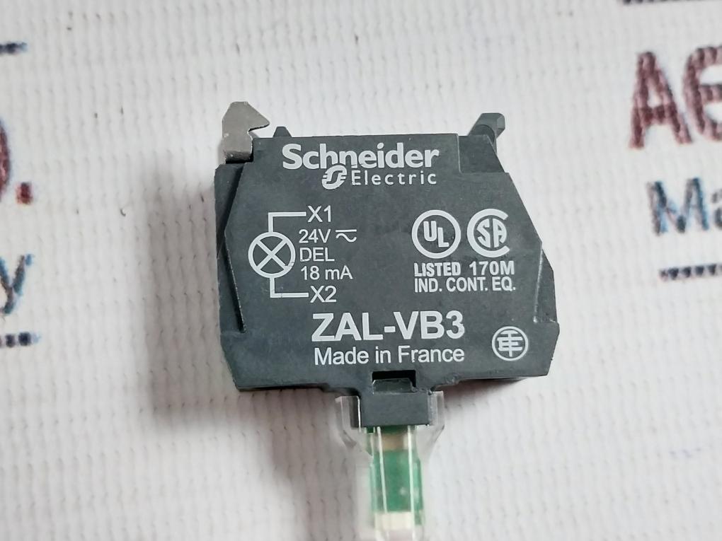 Schneider Electric Zal-vb3 Green Light Block Head Ø22 Integral Led 24V