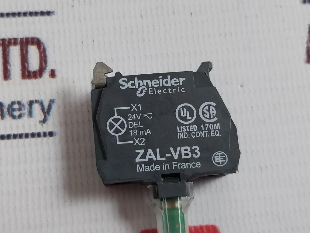 Schneider Electric Zalvb3 Light Block Harmony Green Integral Led Rear Mount 24V