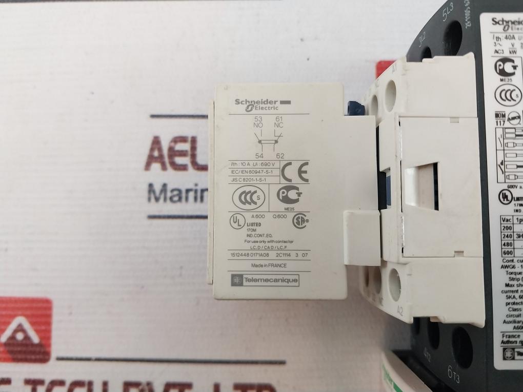 Schneider Lc1D25 Contactor ,Lrd 22 Relay With Ladn11 Contact Block