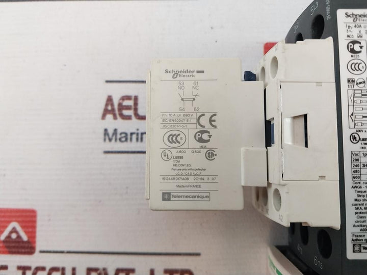 Schneider Lc1D25 Contactor ,Lrd 22 Relay With Ladn11 Contact Block