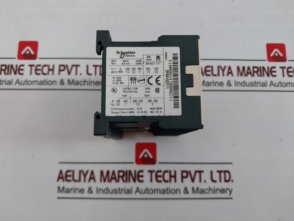 Schneider Lc1K06 10B7 Contactor 24V 50/60Hz 600V 15A 20A 690V 8Kv 7 Lbs In