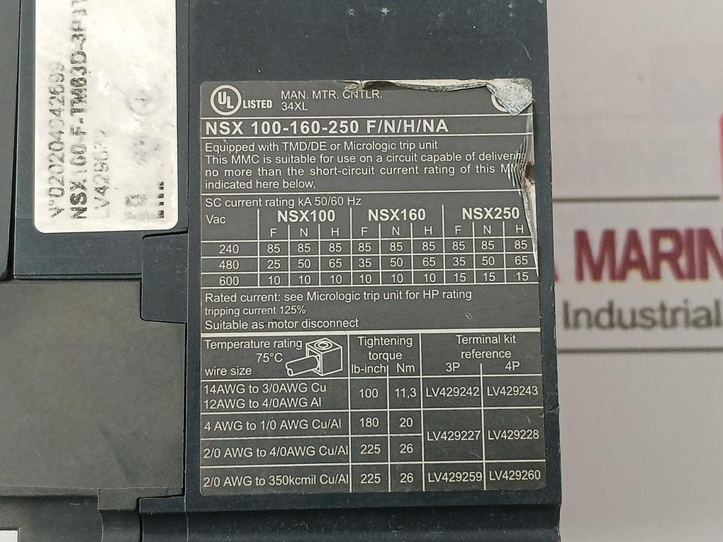 Schneider Nsx 100F Compact Circuit Breaker+Plug In Base Nsx100-160-250 F/N/H/Na