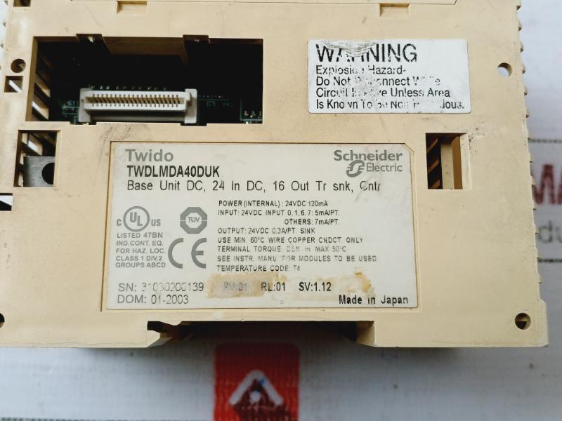 Schneider Twido Twdlmda40Duk Modular Base Controller 24Vdc Plc