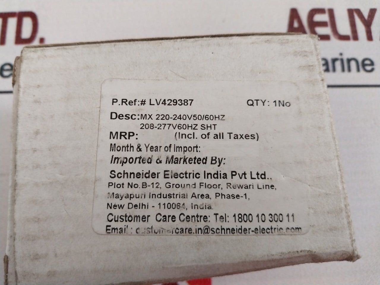 Schneider Electric Lv429387 Shunt Trip Voltage Release Mx 220-240V 50/60 Hz