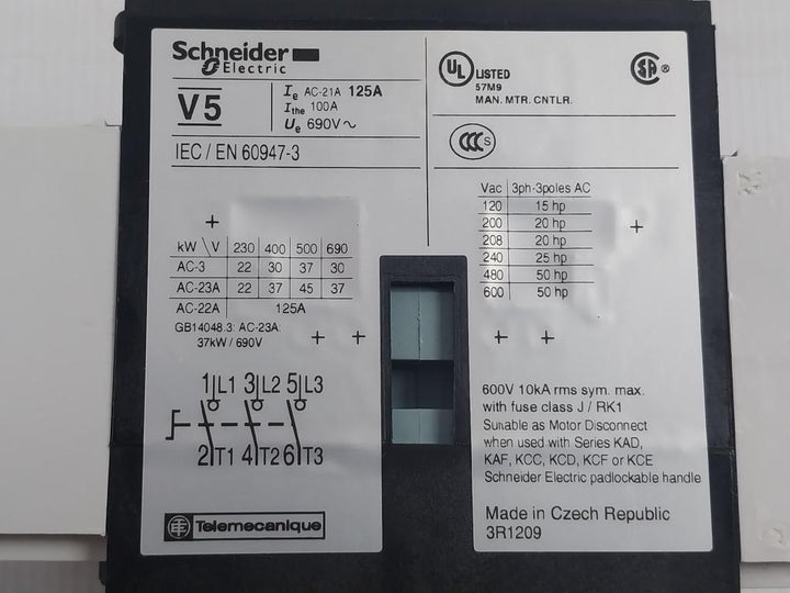 Schneider Electric V5 Isolating Load Break Switch 690V 3R1209