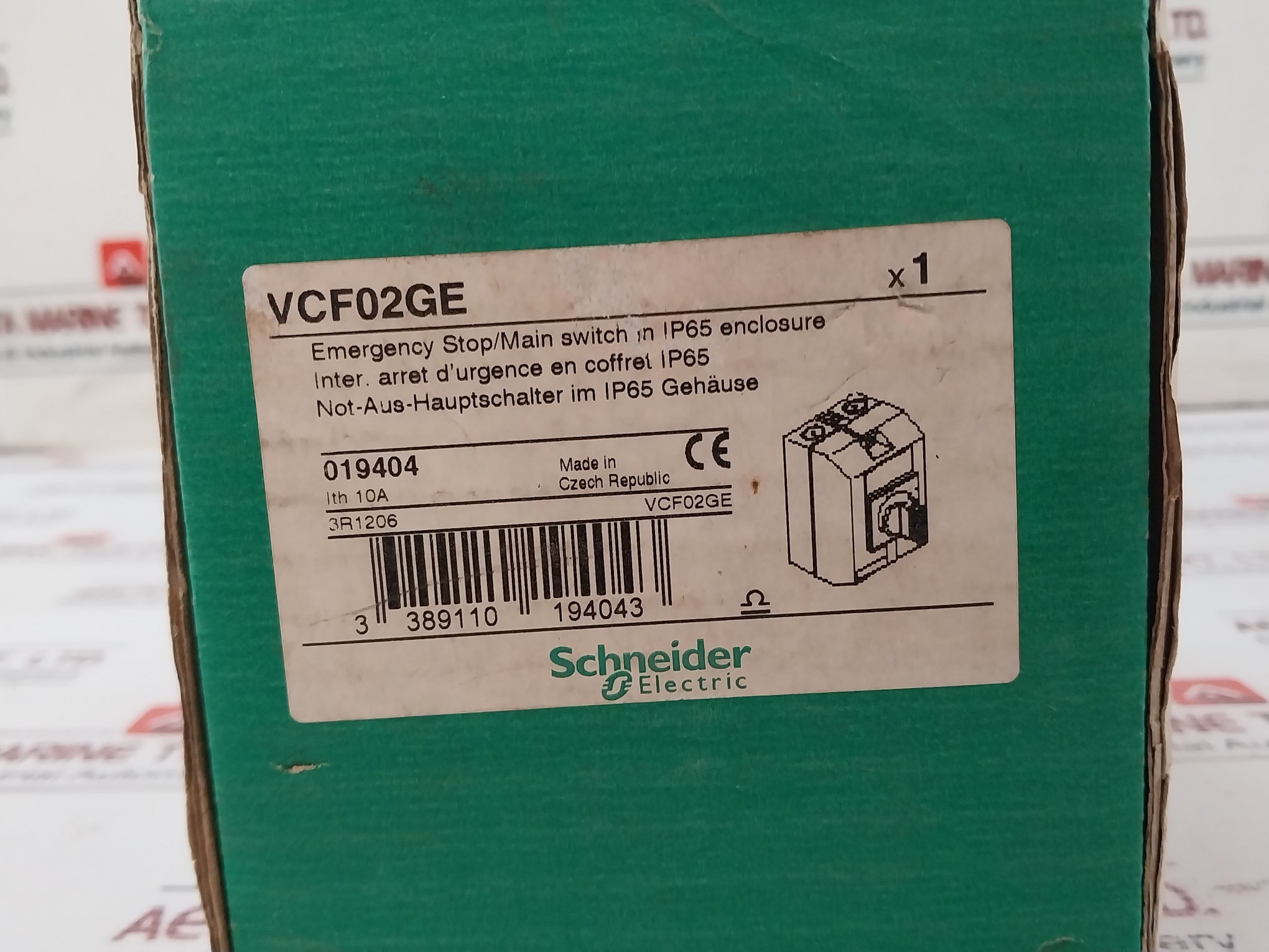 Schneider Electric Vcf02Ge Emergency Stop/Main Switch Ip65 Enclosure