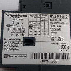 Schneider Gv2-me05C/0.63-1A Motor Circuit Breaker 690V-50/60 Hz
