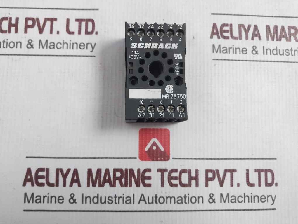 Schrack Mr 78750 Din Rail Mount Relay Socket 10a 400v