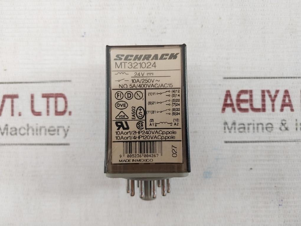 Schrack Mt321024 Multimode Power Relay 24Vdc 10A 250Vac 3Pdt