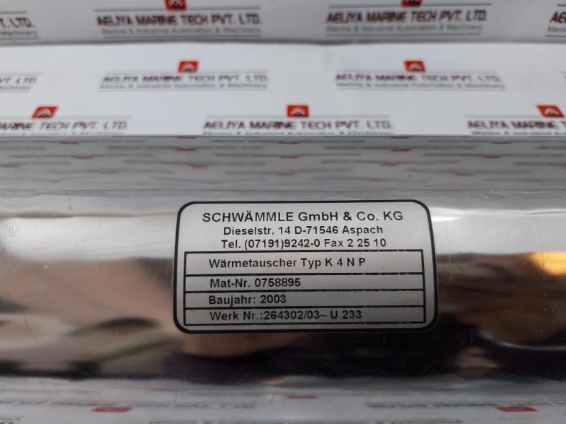 Schwammle K4np Shell And Tube Heat Exchanger , K4np, 0758895