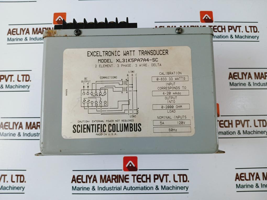 Scientific Columbus Xl31K5Pa7A4-sc Excel Tronic Watt Transducer 5A 120V 60Hz