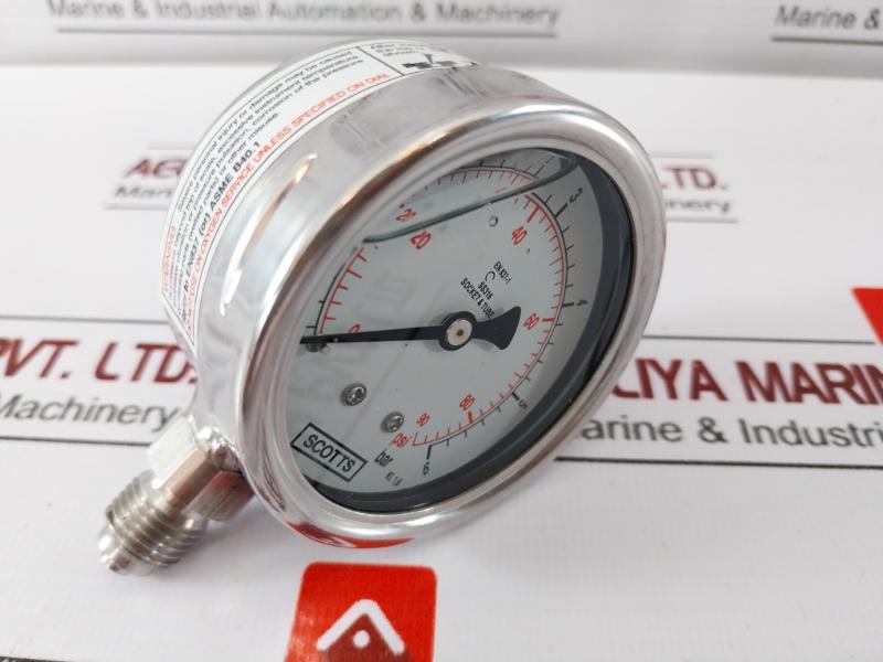 Scotts En 837-1 Pressure Gauge Socket & Tube 0-6 Bar 0-90 Psi 644.11.19.003