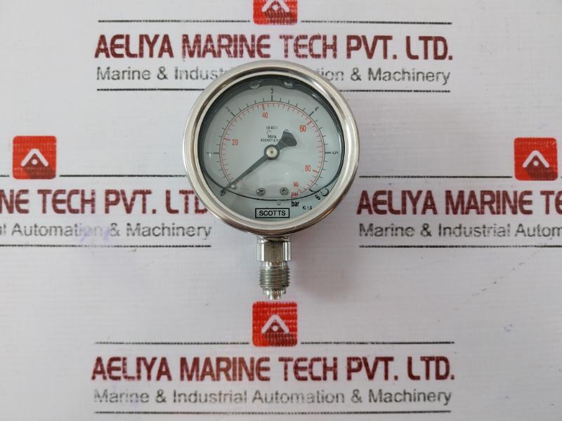 Scotts En 837-1 Pressure Gauge Socket & Tube 0-6 Bar 0-90 Psi 644.11.19.003