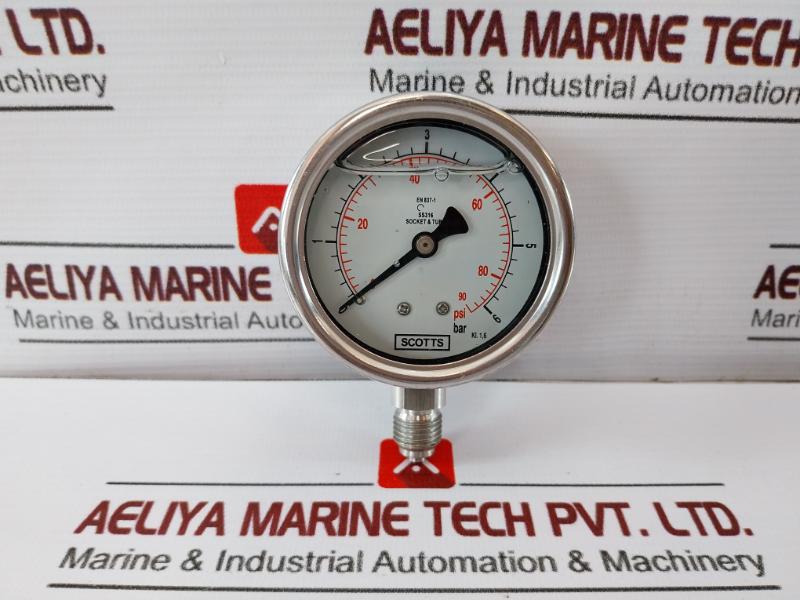 Scotts En 837-1 Pressure Gauge Socket & Tube 0-6 Bar 0-90 Psi 644.11.19.003