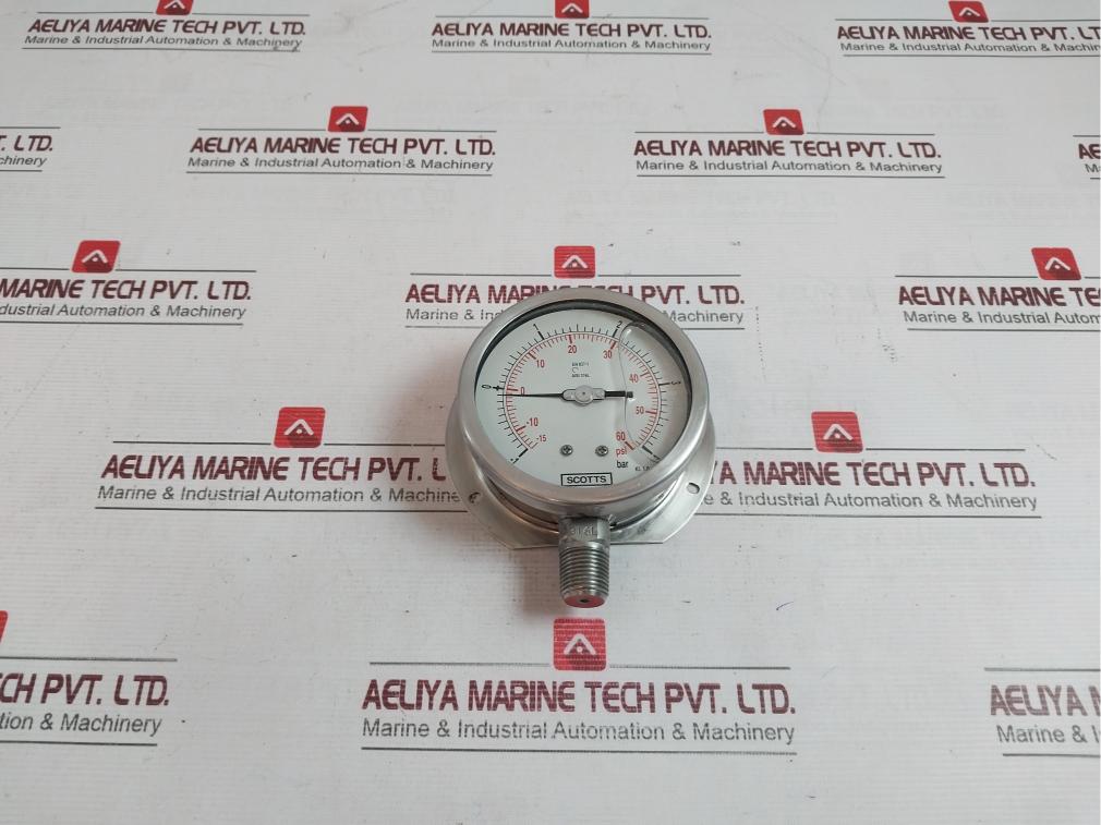 Scotts En 837-1 Pressure Gauge Socket Tube 0590Pg120988 -15 To 60 Psi Aisi 316L