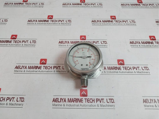 Scotts En 837-1 Pressure Gauge Socket Tube 0590Pg120988 -15 To 60 Psi Aisi 316L