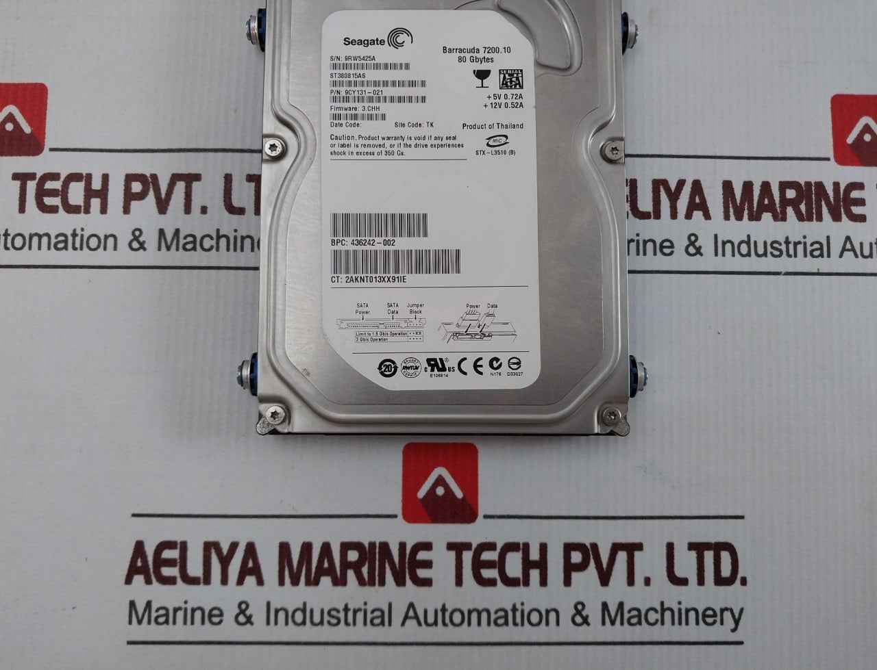 Seagate St380815As Barracuda 7200.10 Hard Disk Drive 80 Gbytes 12V 0.52A