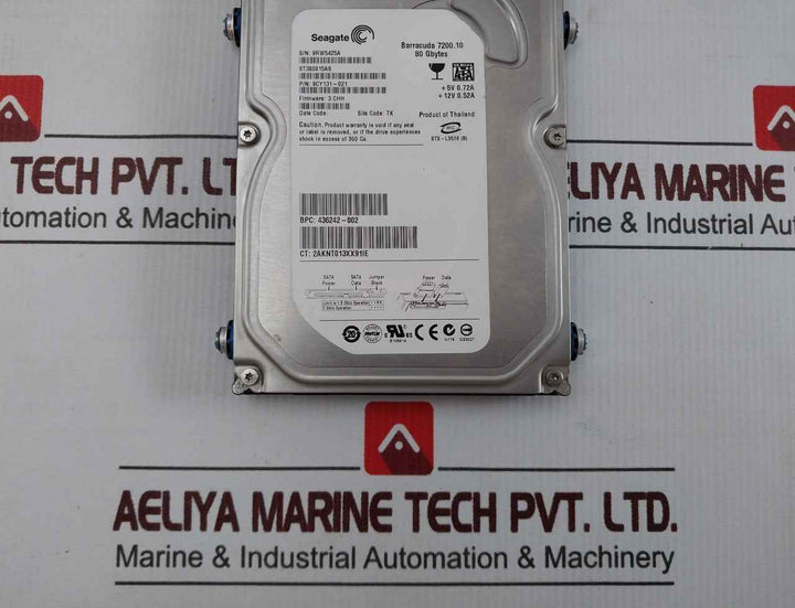 Seagate St380815As Barracuda 7200.10 Hard Disk Drive 80 Gbytes 12V 0.52A