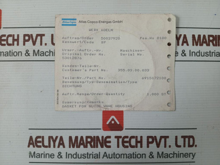 Seal Gasket For Guide Vane Housing C-4400 Klingersil