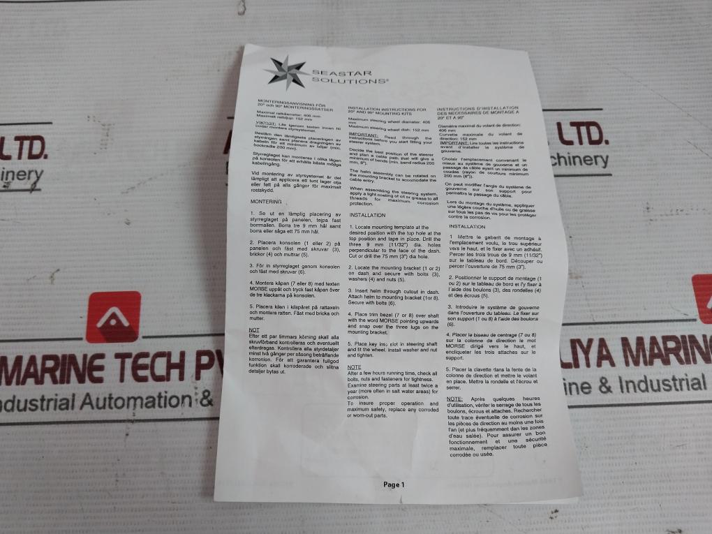 Seastar Mounting Kit For Steering Head Sh5094 406Mm 152Mm 8 08282 20458