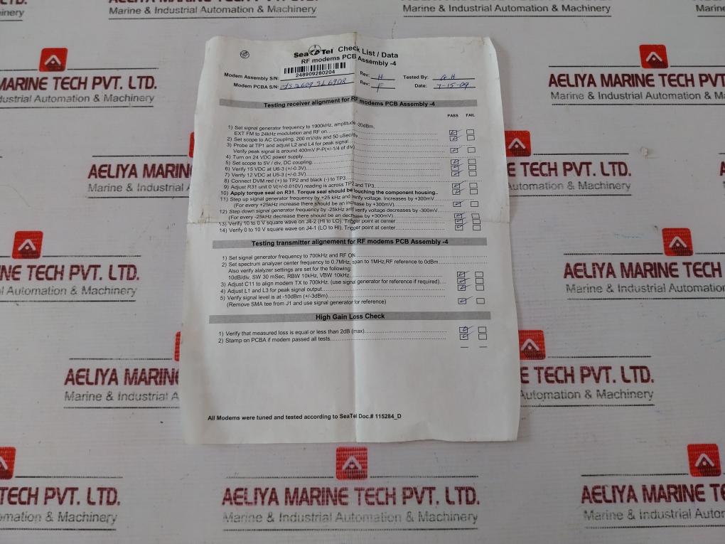 Seatel 119482-b Rf Modems Pcb Assembly 248909280204