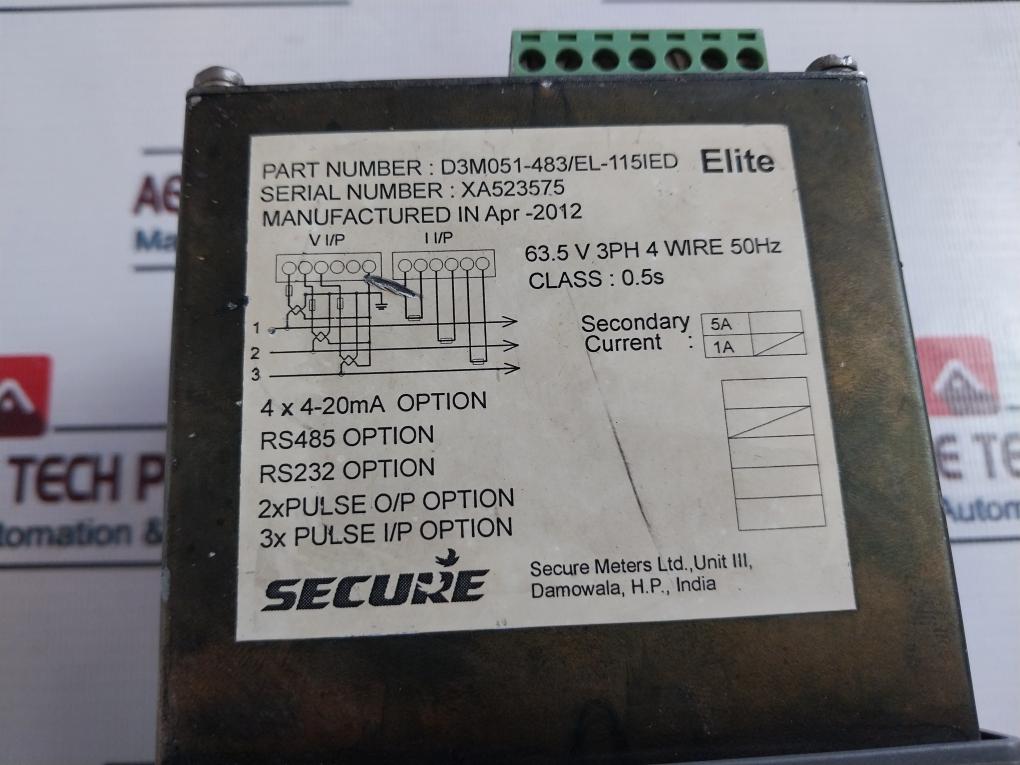 Secure Meters D3M051-483/EL-115IED Digital Panel Meter 1A Class 0.5S