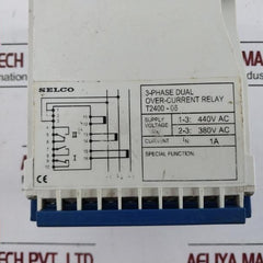 Selco T2400-06 3-phase Dual Over-current Relay 1A 380-440Vac