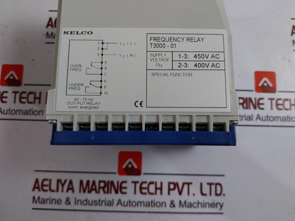 Selco T3000-01 Frequency Relay 1-3 450V Ac, 2-3 400V Ac, 40-70Hz