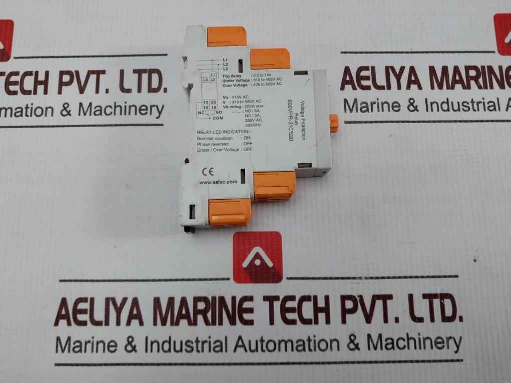 Selec 600vpr-310/520 Voltage Protection Relay 0.2 To 10s 250v Ac, 50/60hz