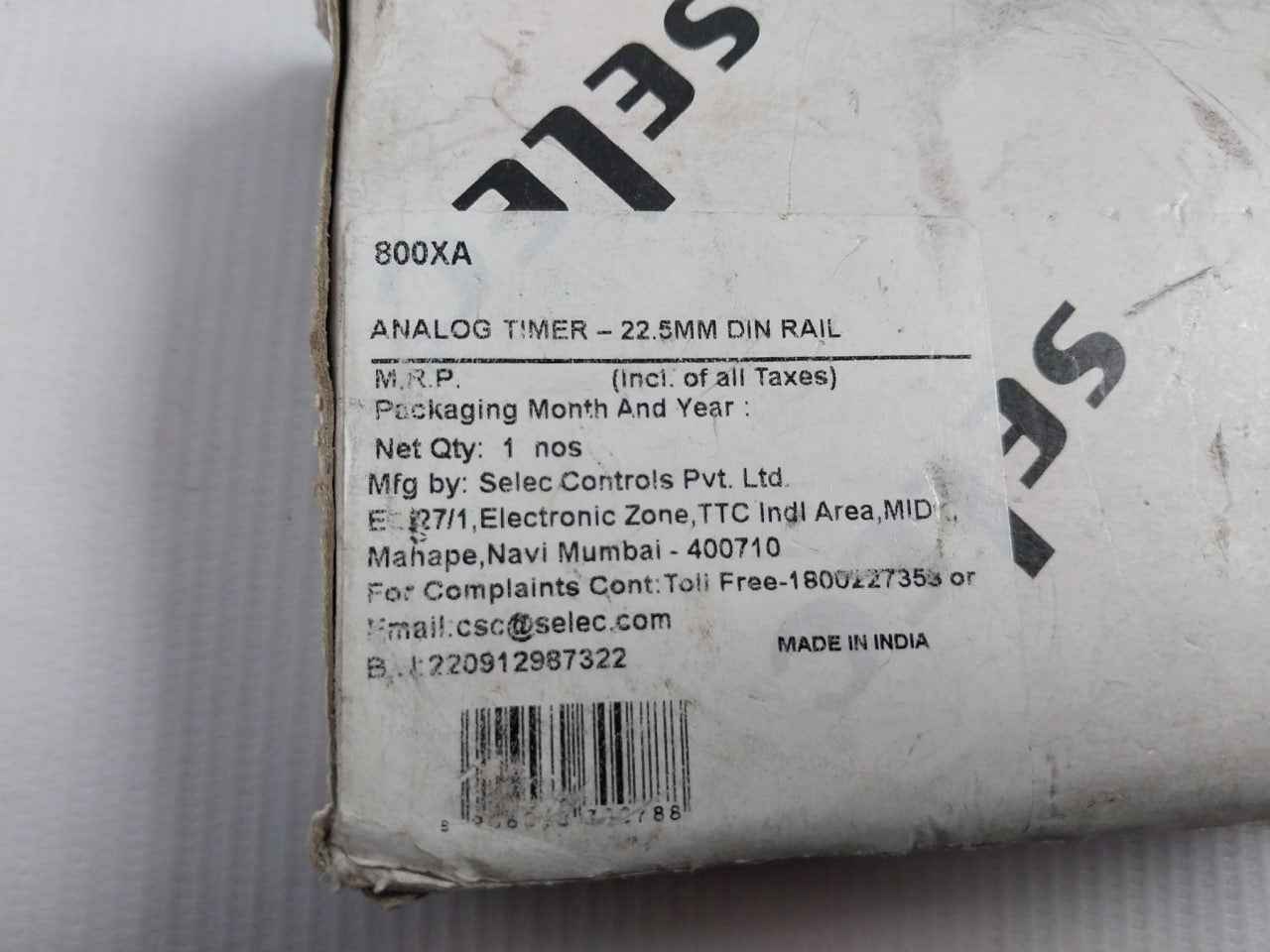 Selec 800xa Analog Timer-22.5mm Din Rail 50/60hz 5a 250v Ac 24v Dc