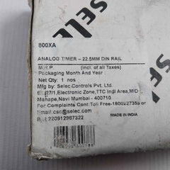 Selec 800xa Analog Timer-22.5mm Din Rail 50/60hz 5a 250v Ac 24v Dc