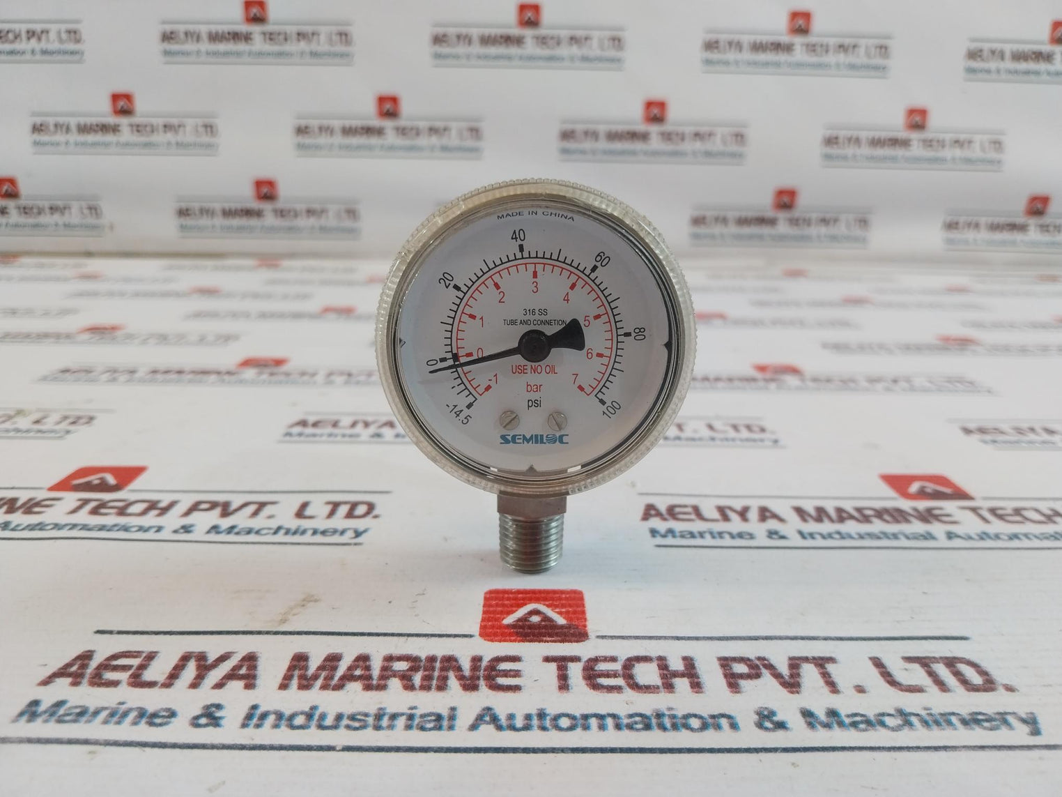 Semiloc 316 Ss Pressure Gauge -14.5 To 100 Psi