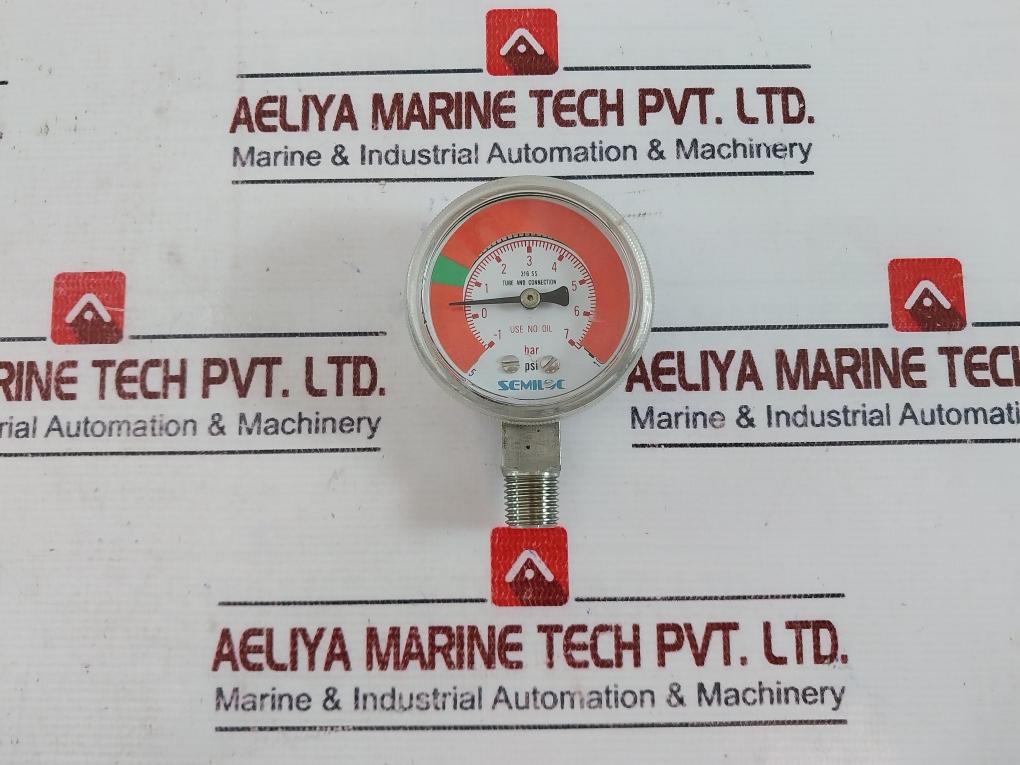 Semiloc 316ss Tube & Connection Pressure Gauge -1 To 7 Bar 0.5 To 10 Psi