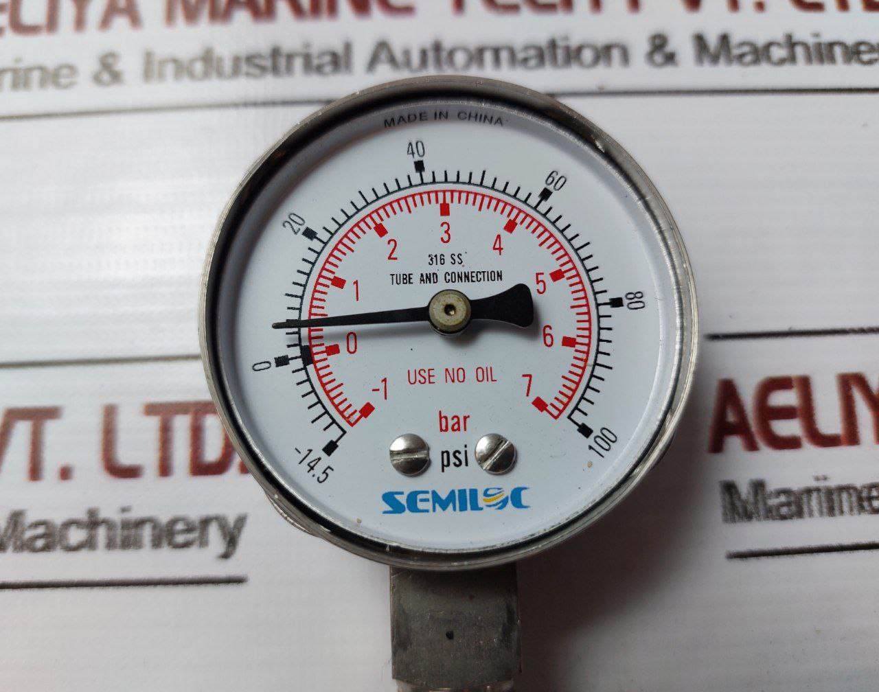 Semiloc 316ss Tube & Connection Pressure Gauge -1 To 7 Bar 0.5 To 10 Psi